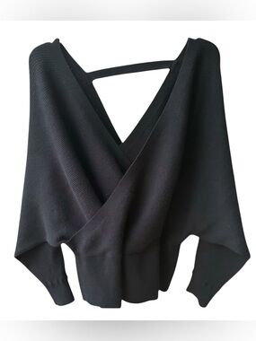 Torrid Black Ribbed Wrap Top Size 3 3X Deep V Back Strap Date Night